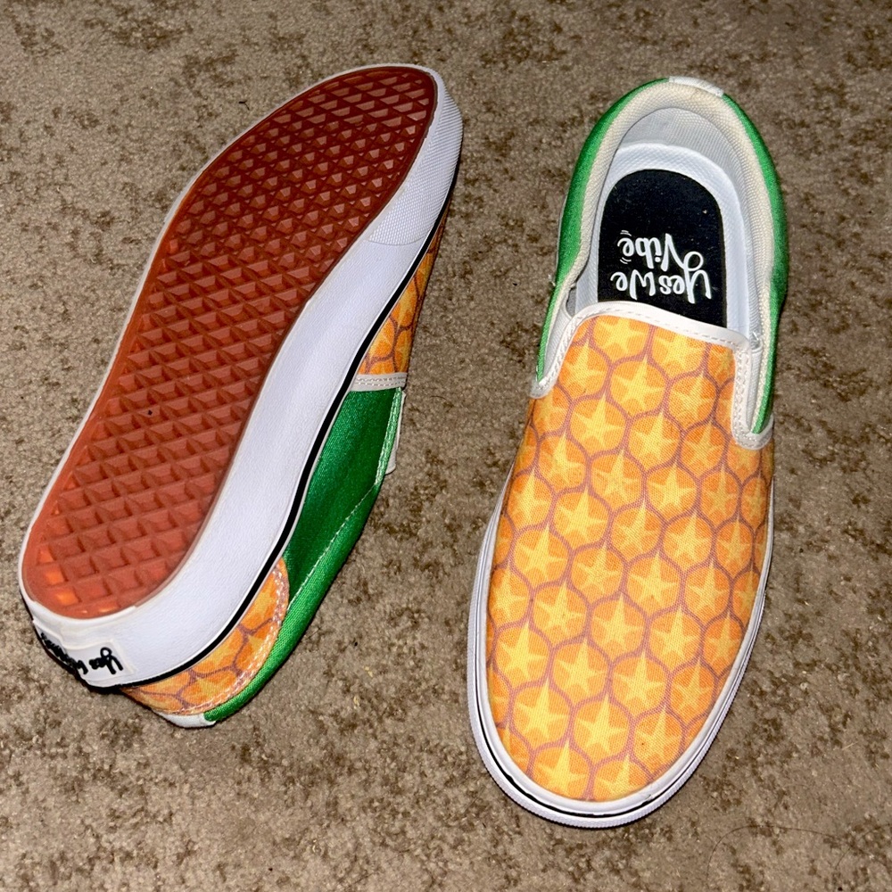 Vans Kids Slip-On Shoes - Orange and Green